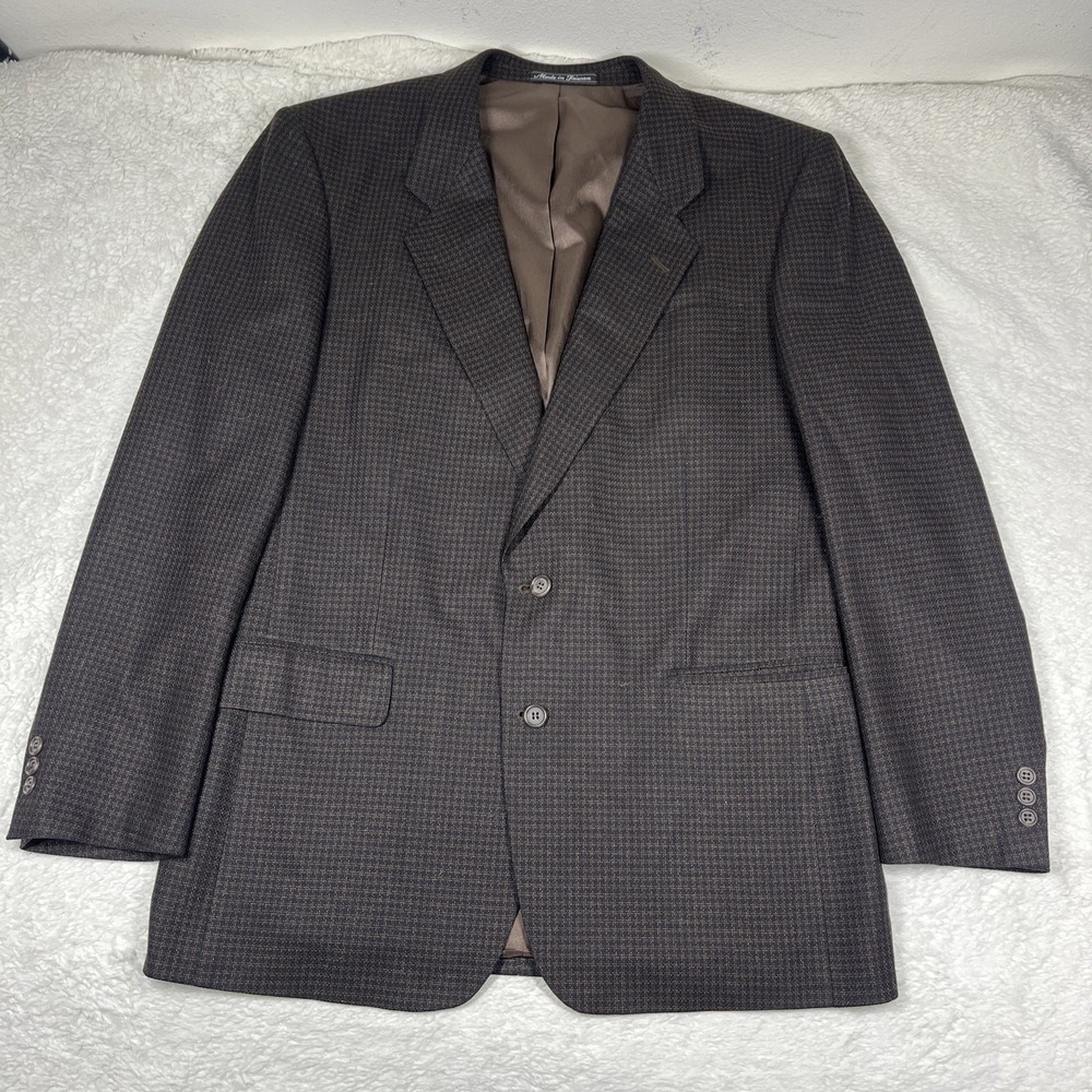 Pierre Balmain Blazer Men's 44 Long Silk Wool Brown Sport Coat Jacket VTG